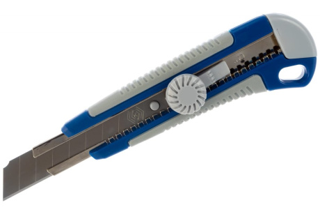 Купить Нож технический КОБАЛЬТ лезвие 18 мм, 2 комп корпус, метал направл, фиксатор, (242-151) фото №2